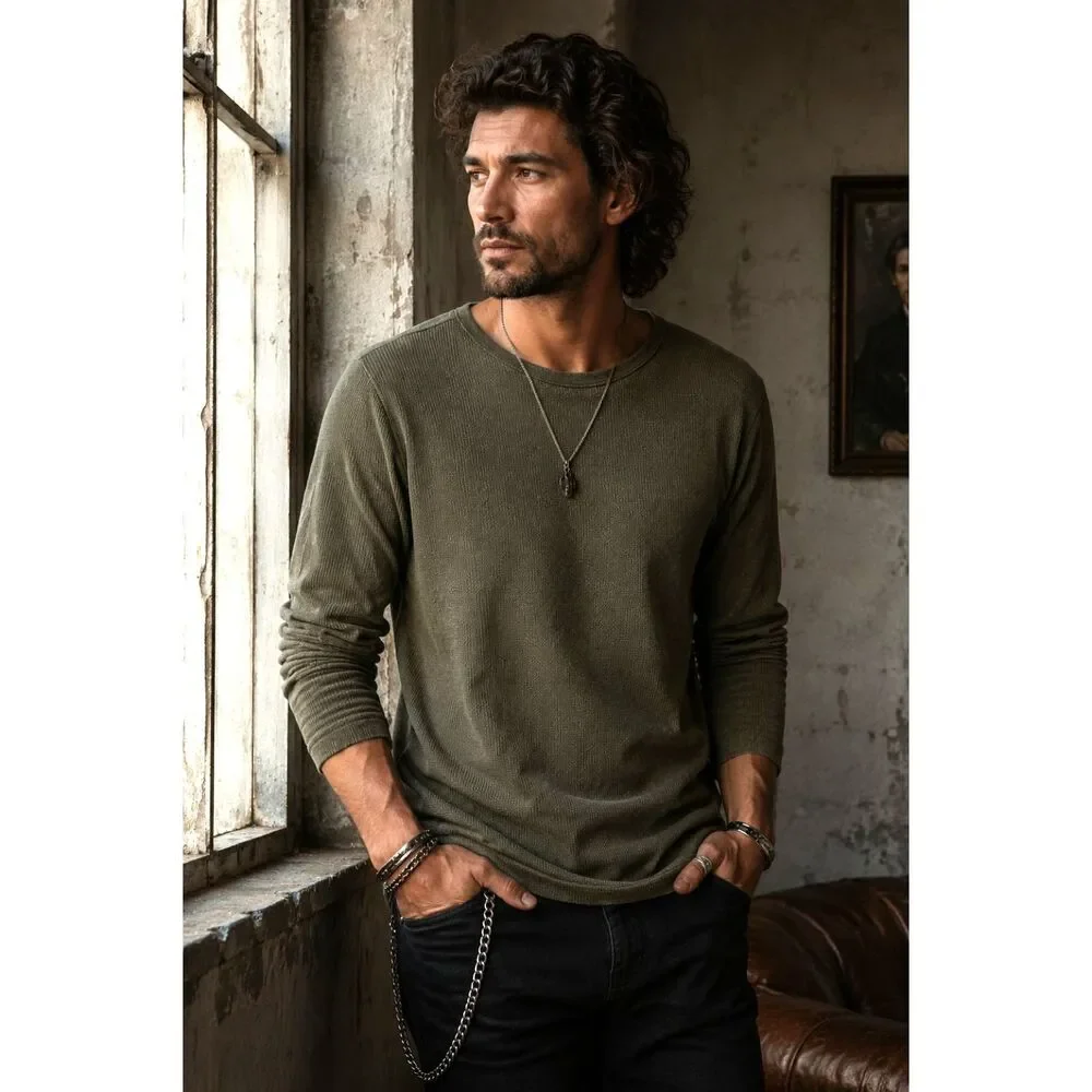 John Varvatos Star USA Green Pullover Shirt Top   Mens Size Large